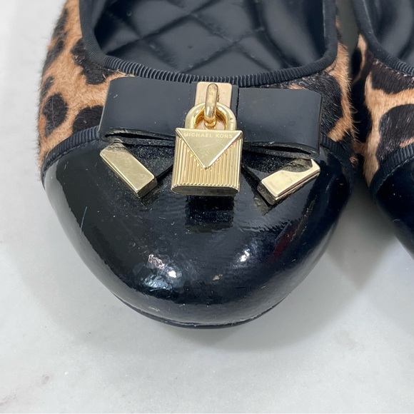 Michael Kors Animal Print Calf Hair Patent Leather Toe Ballet Flats Size 6.5 - Picture 4 of 16